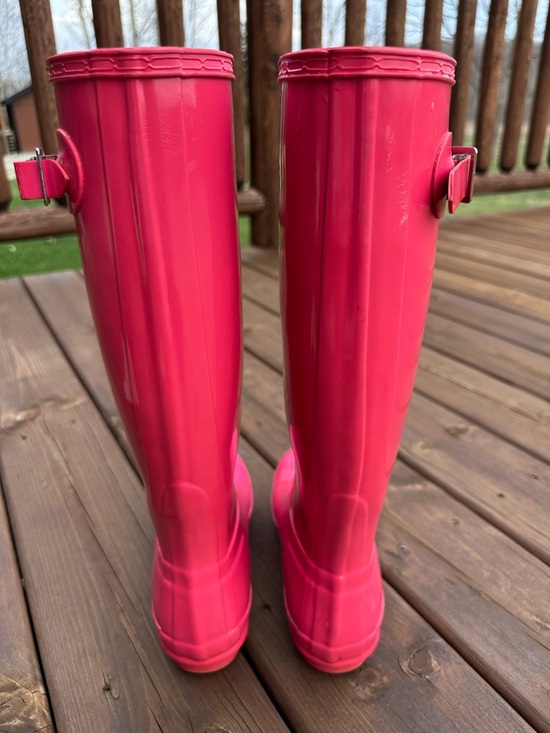 Hunter Glossy Hot Pink Tall Rain Boots - Picture 2 of 12